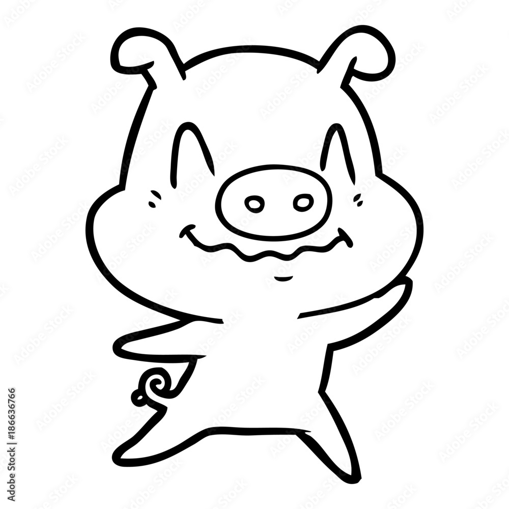 Fototapeta premium nervous cartoon pig