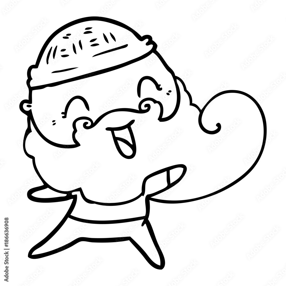 Fototapeta premium happy man with beard and winter hat