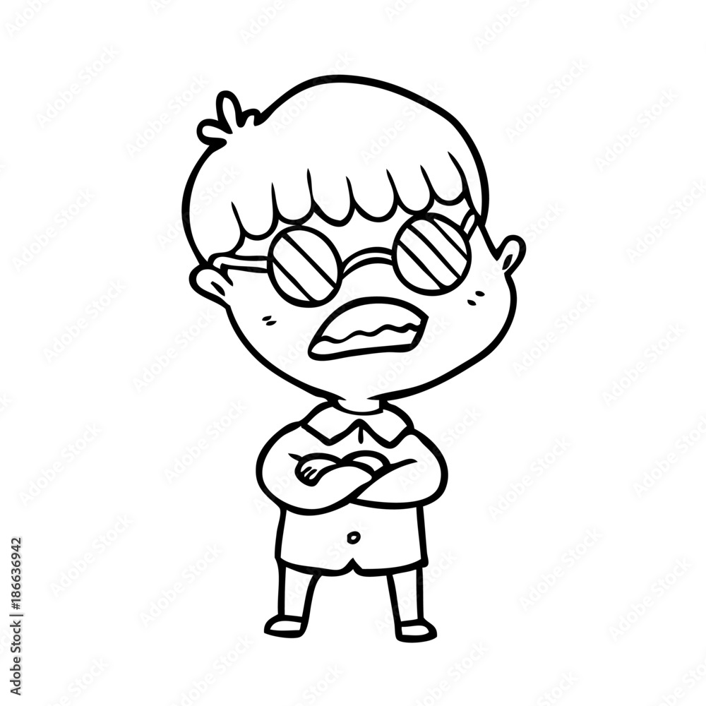 cartoon boy with crossed arms wearing spectacles cartoon boy with crossed arms wearing spectacles