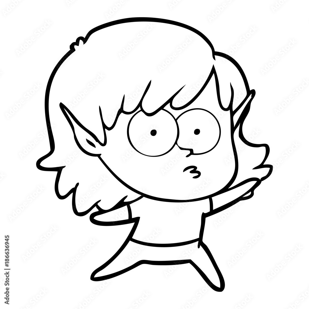 cartoon elf girl staring