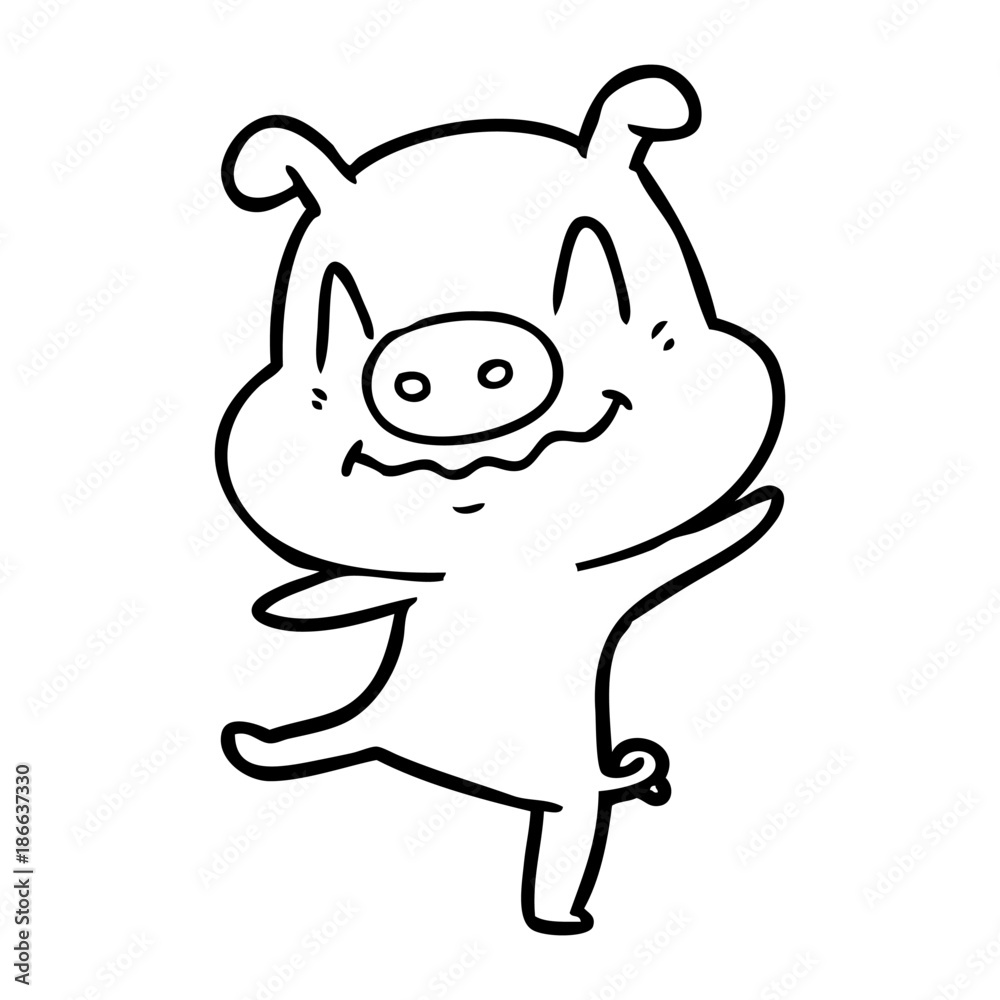 Fototapeta premium cartoon drunk pig