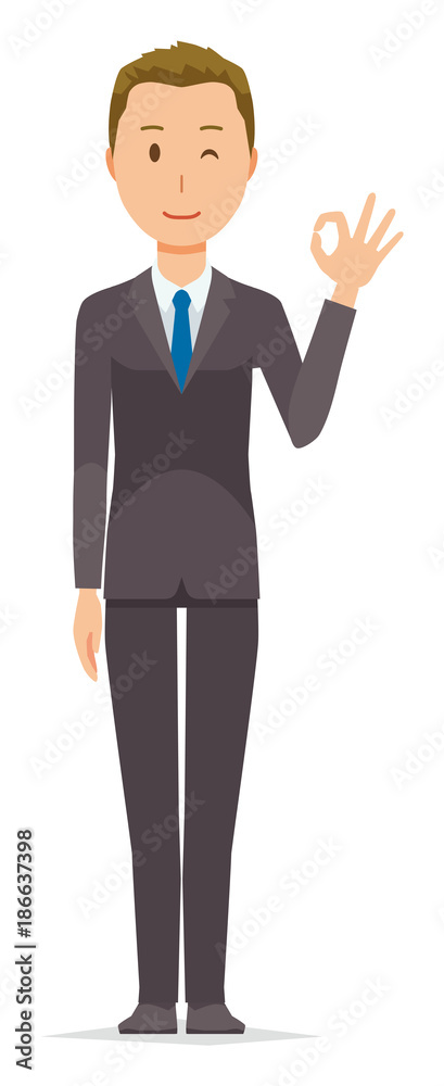 A young businessman is playing an okay sign A young businessman is playing an okay sign