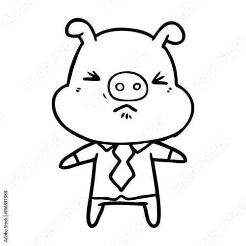cartoon angry pig in shirt and tie © lineartestpilot