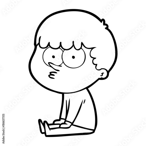 cartoon boy sat waiting
