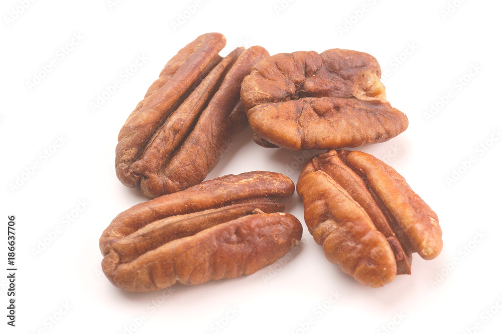 Peeled pecan on white background, isolated Peeled pecan on white background, isolated