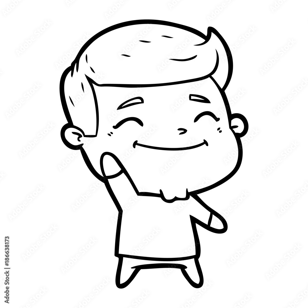 happy cartoon man waving