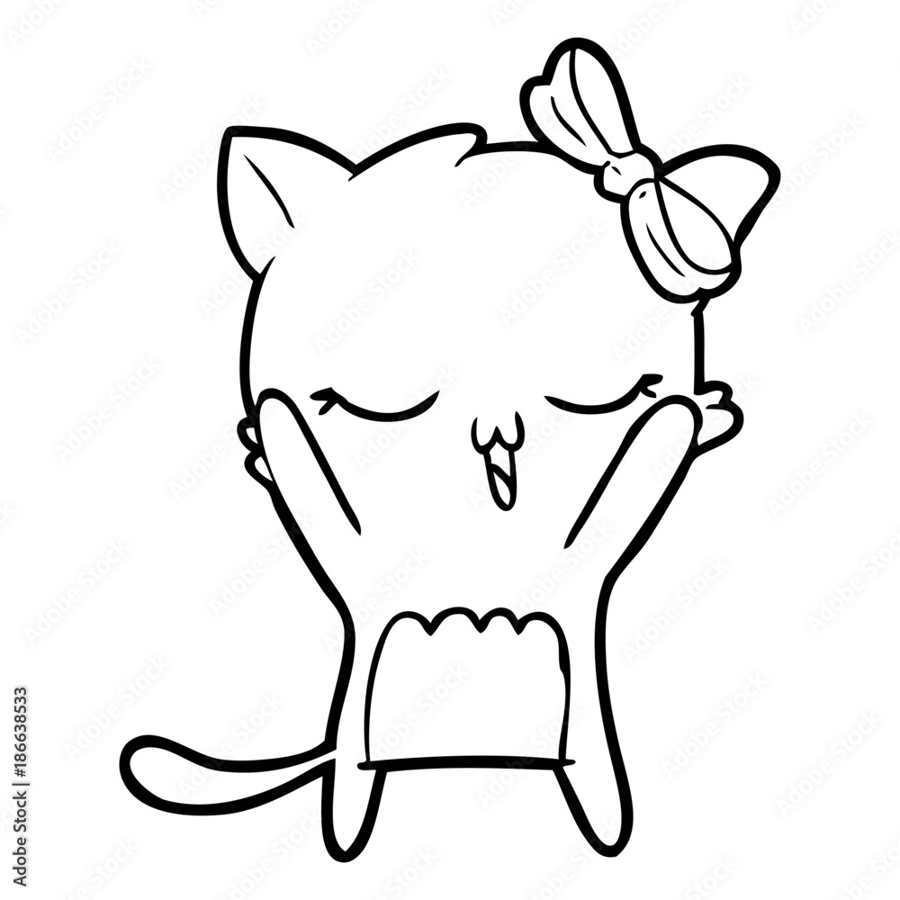 cartoon cat with bow on head cartoon cat with bow on head
