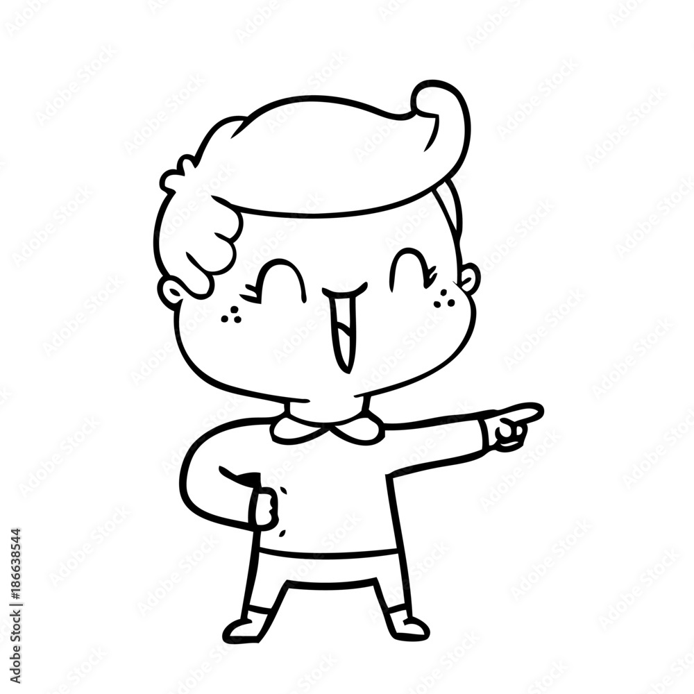 cartoon laughing boy pointing