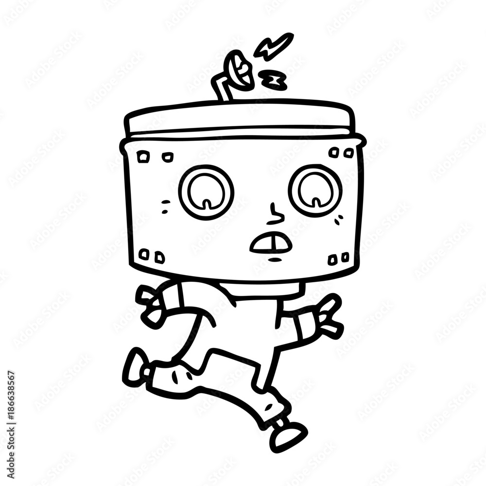 cartoon robot running cartoon robot running