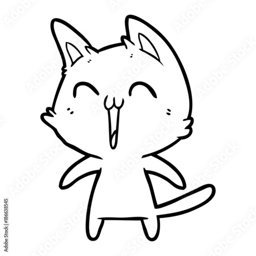 happy cartoon cat meowing