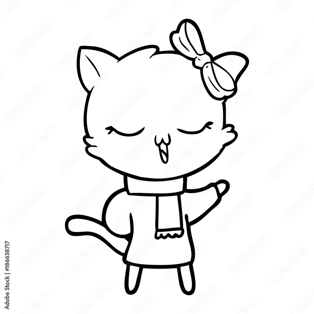 cartoon cat with bow on head