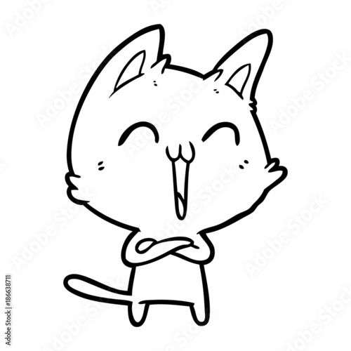 happy cartoon cat meowing