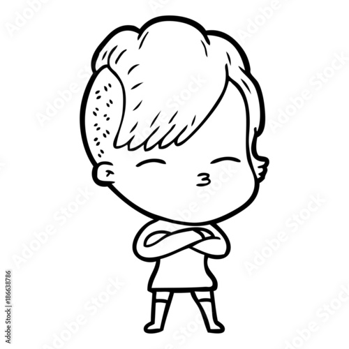 cartoon squinting girl