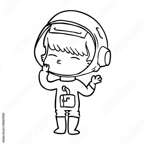 cartoon curious astronaut wondering