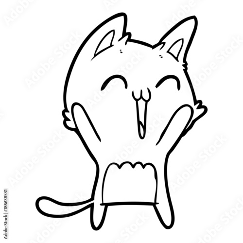 happy cartoon cat meowing