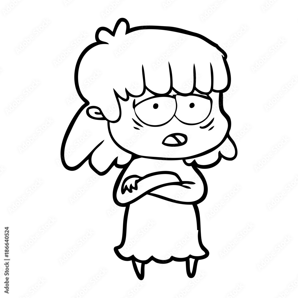 cartoon tired woman