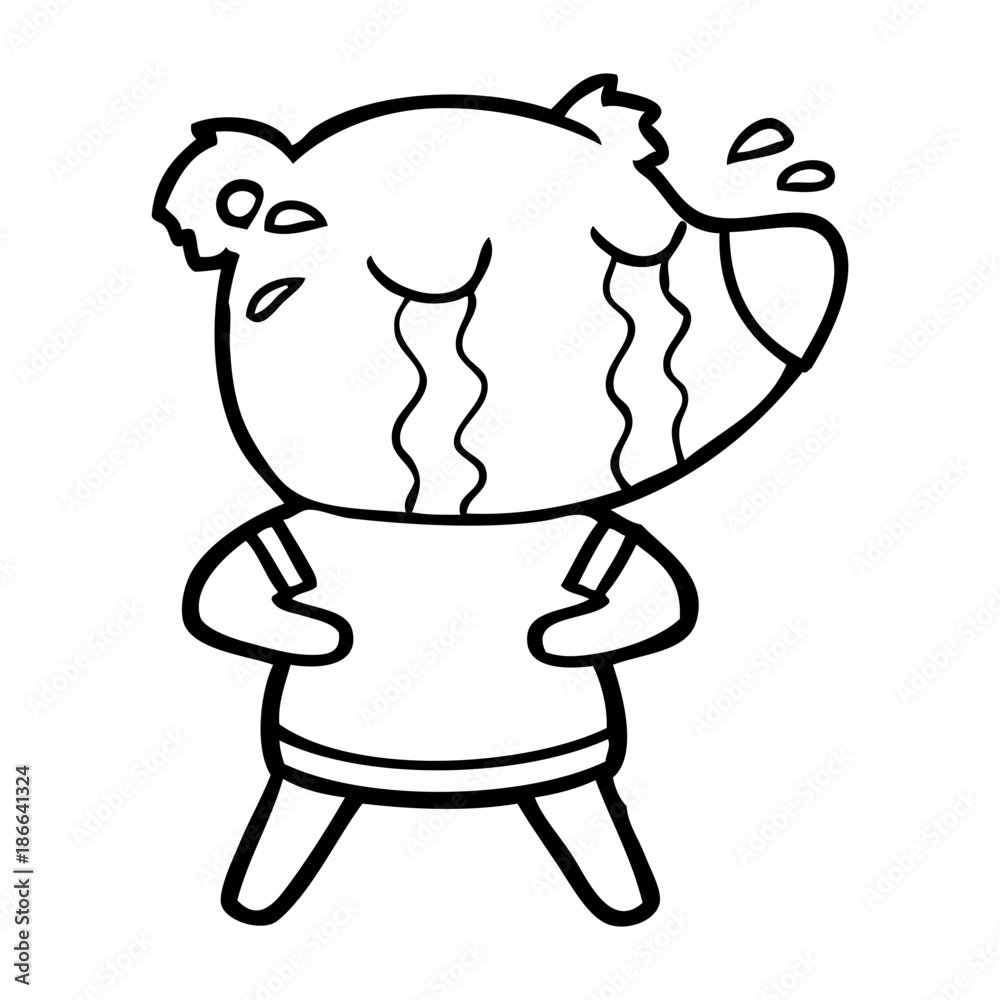 Obraz premium cartoon crying bear