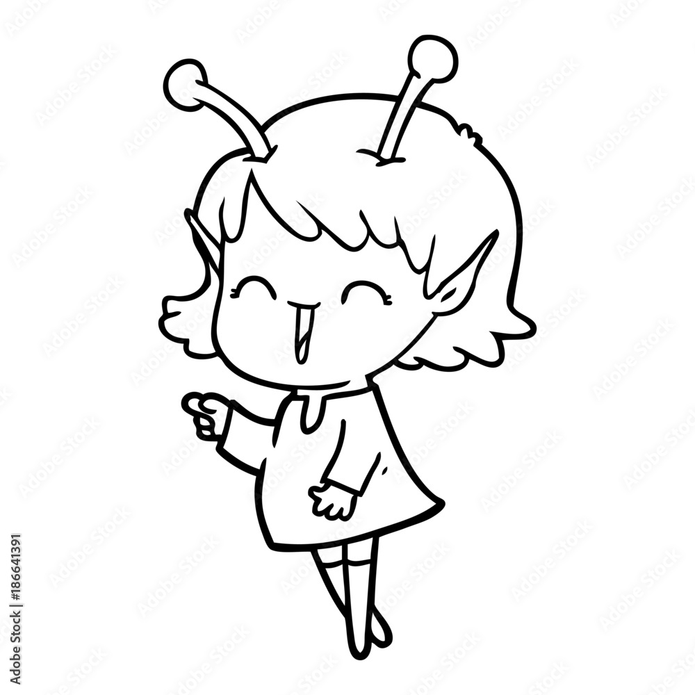 cartoon alien girl laughing