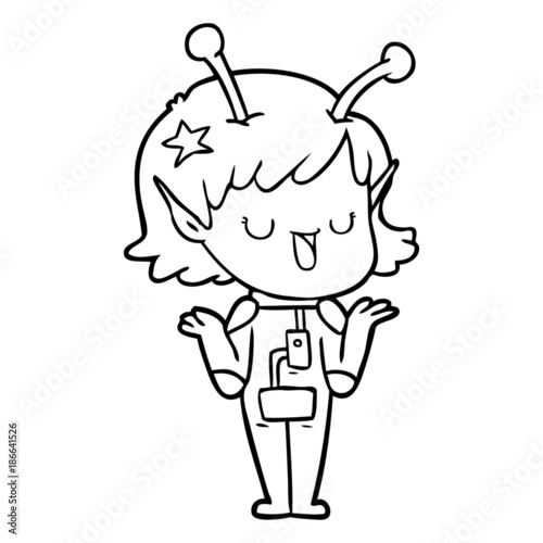 happy alien girl cartoon