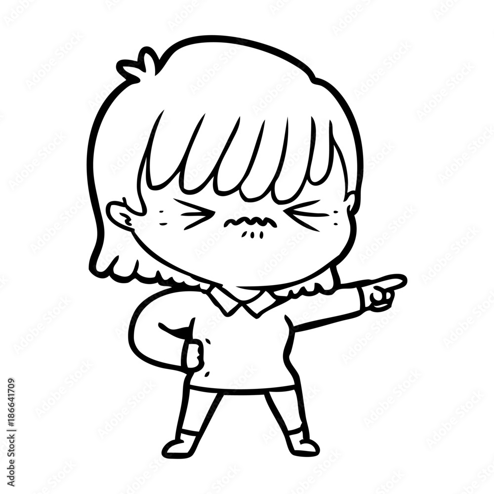 annoyed cartoon girl pointing annoyed cartoon girl pointing