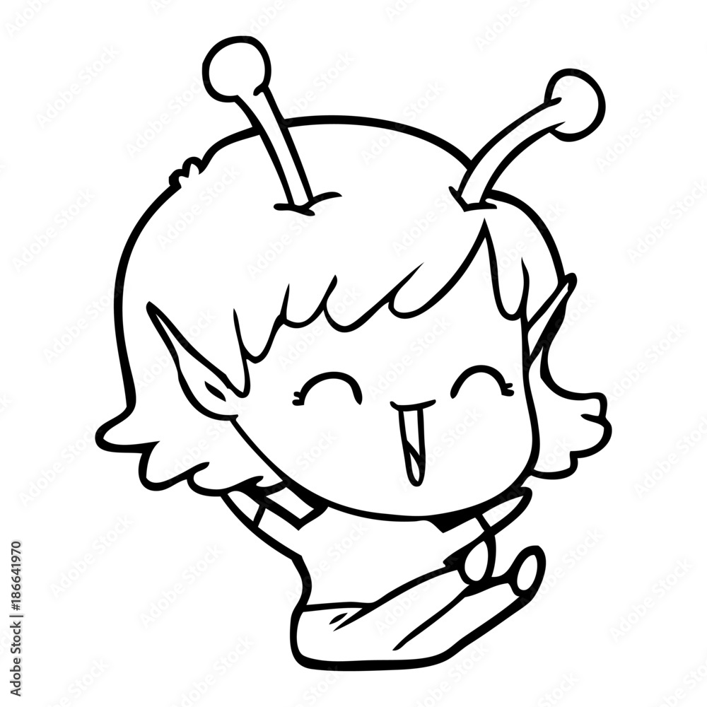 cartoon alien girl laughing