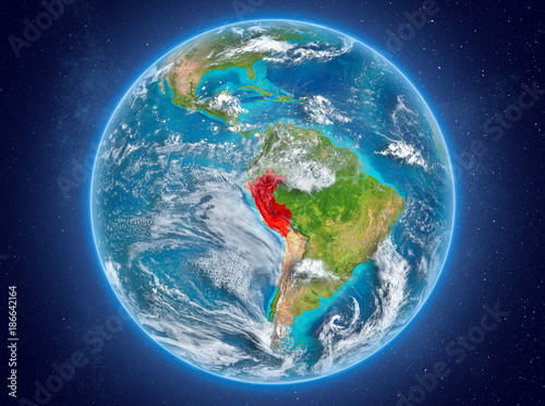 Fototapeta Naklejka Na Ścianę i Meble -  Peru on planet Earth in space