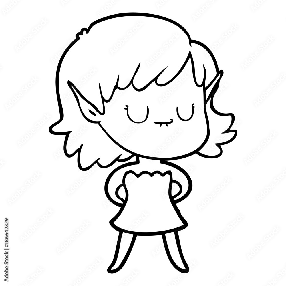 happy cartoon elf girl wearing dress happy cartoon elf girl wearing dress