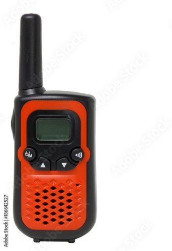 Portable walkie talkie over white background