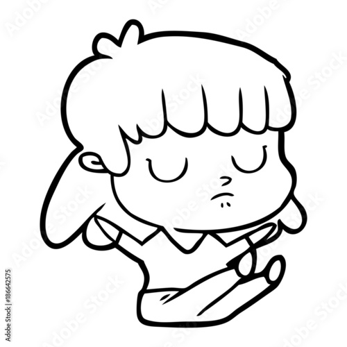 cartoon indifferent woman sitting
