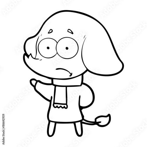 cartoon unsure elephant in scarf