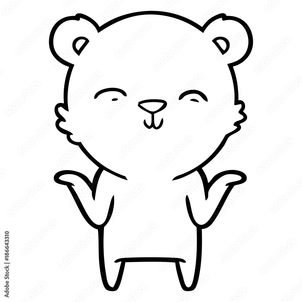 happy cartoon polar bear shrugging shoulders