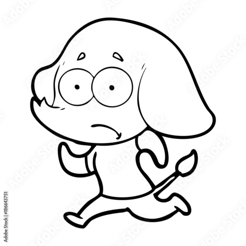 cartoon unsure elephant running away