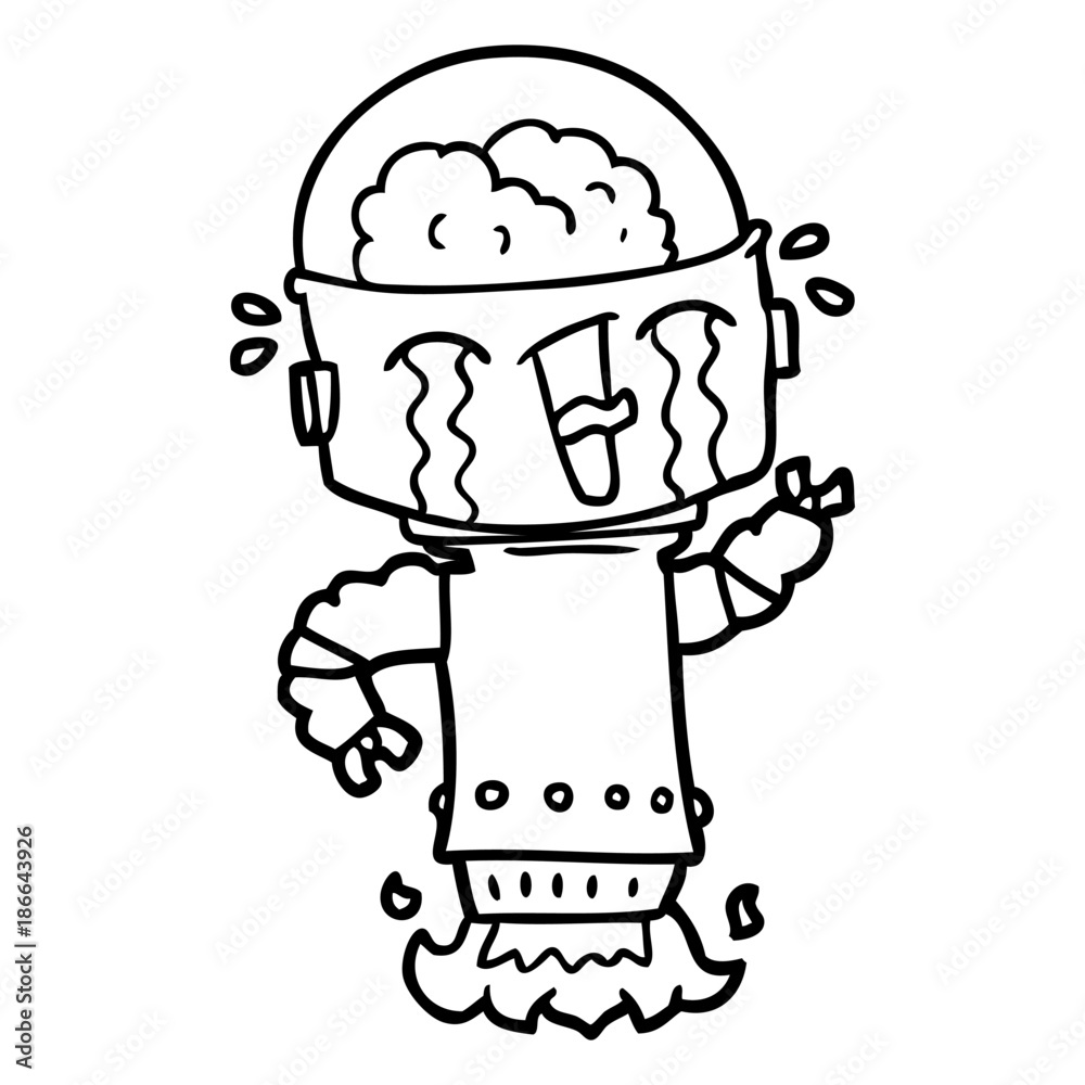 cartoon crying robot flying cartoon crying robot flying