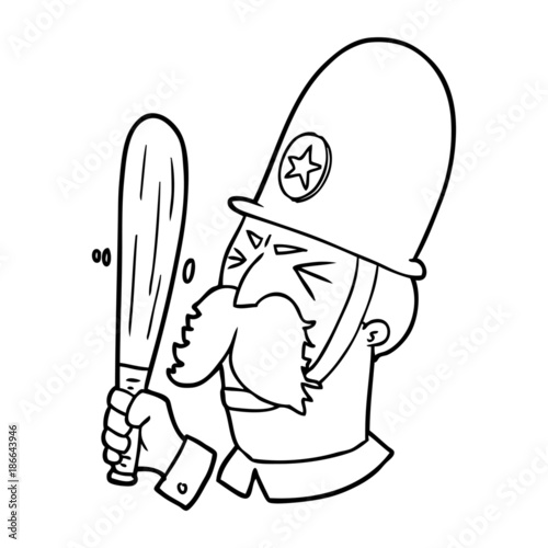 cartoon policeman waving baton