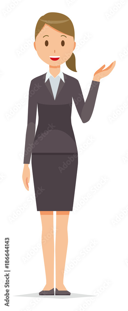 Business woman in suit wears guide Business woman in suit wears guide
