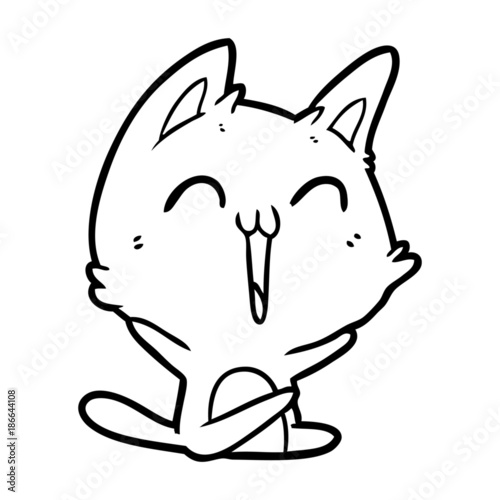 happy cartoon cat meowing