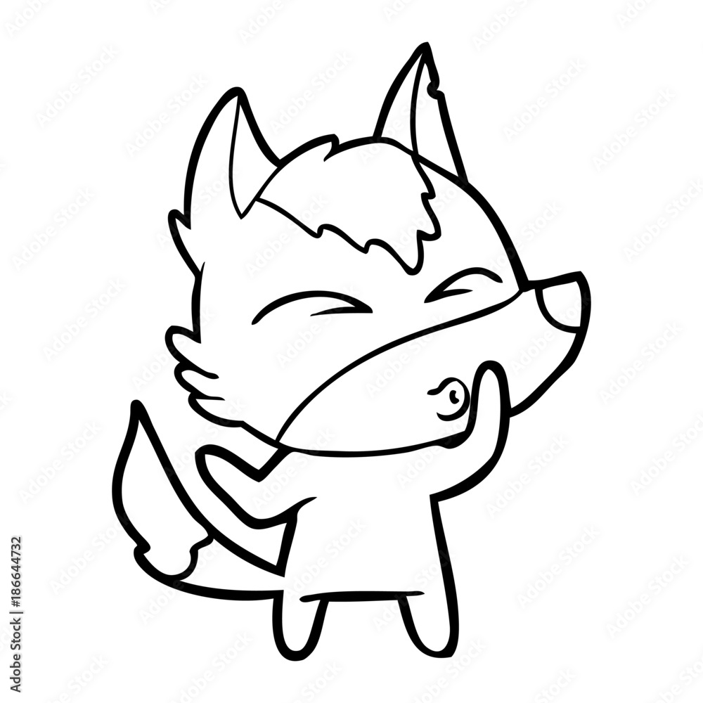 Fototapeta premium cartoon wolf whistling