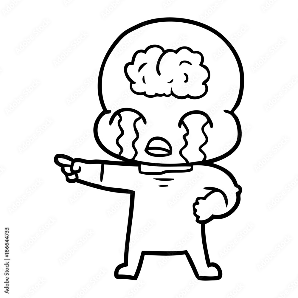 cartoon big brain alien crying and pointing cartoon big brain alien crying and pointing