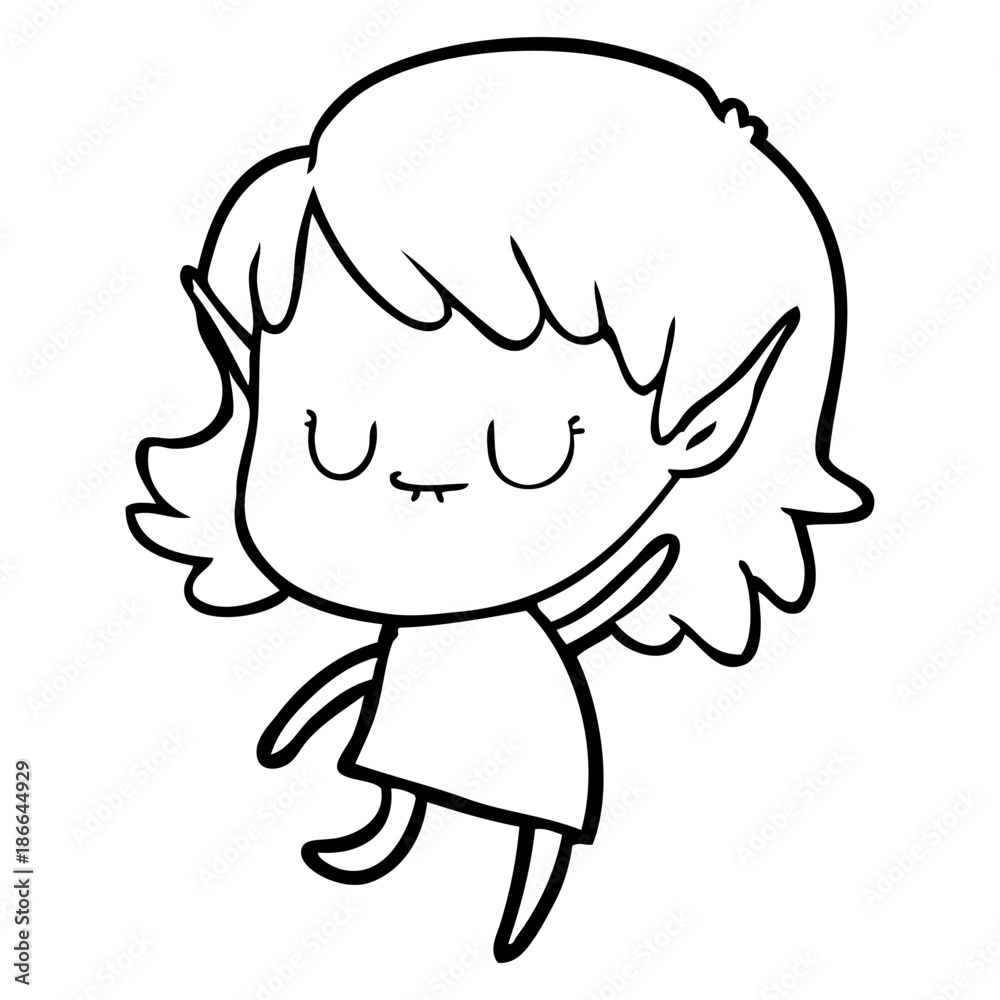 happy cartoon elf girl wearing dress happy cartoon elf girl wearing dress