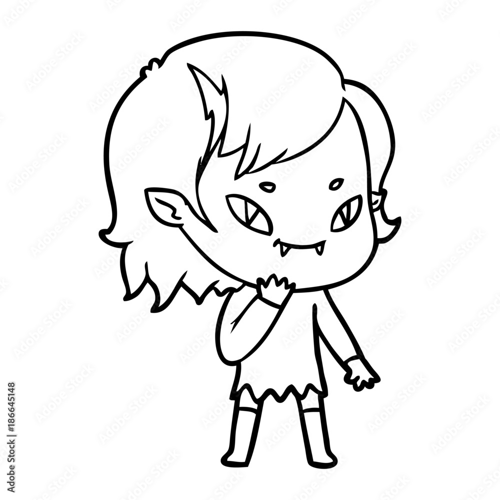 cartoon friendly vampire girl considering cartoon friendly vampire girl considering