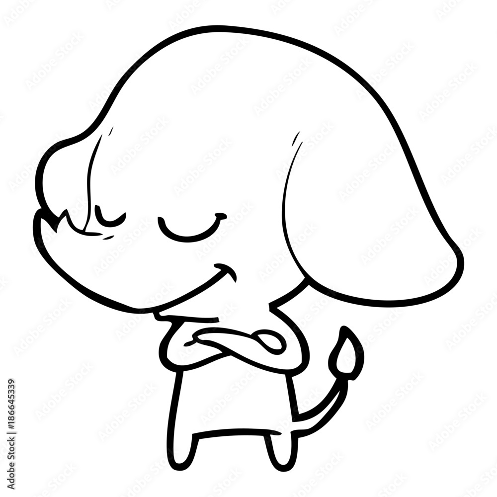 cartoon smiling elephant with crossed arms cartoon smiling elephant with crossed arms