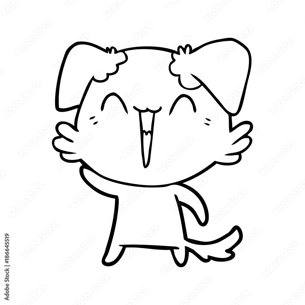 waving little dog cartoon