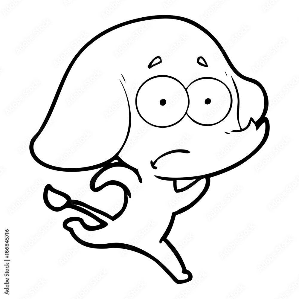 cartoon unsure elephant running away cartoon unsure elephant running away