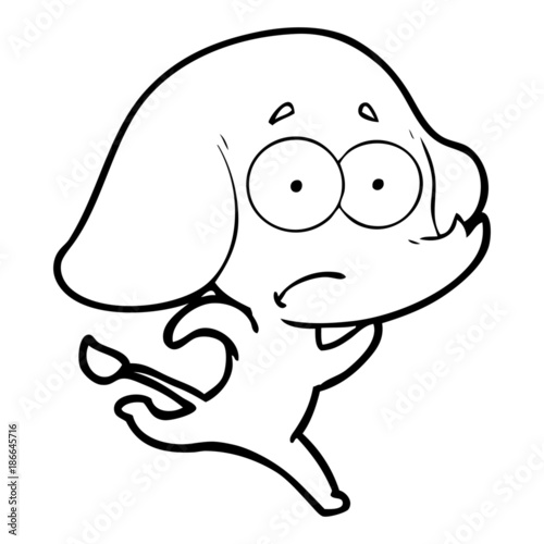 cartoon unsure elephant running away