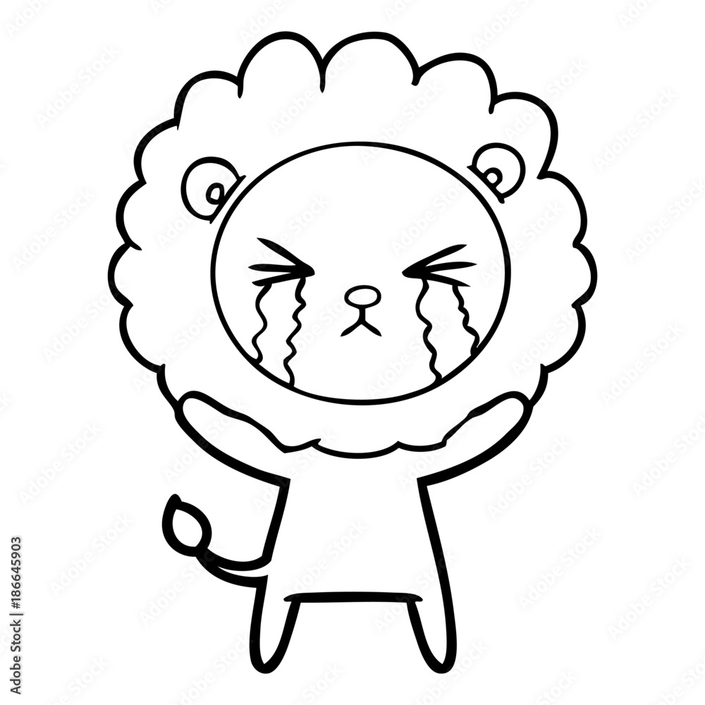 Fototapeta premium cartoon crying lion