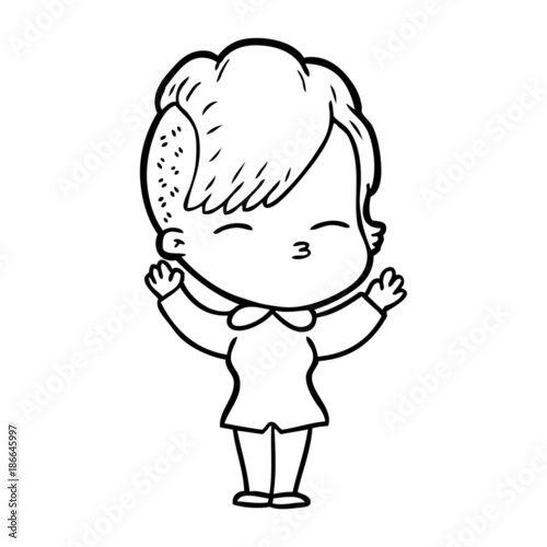 cartoon squinting girl