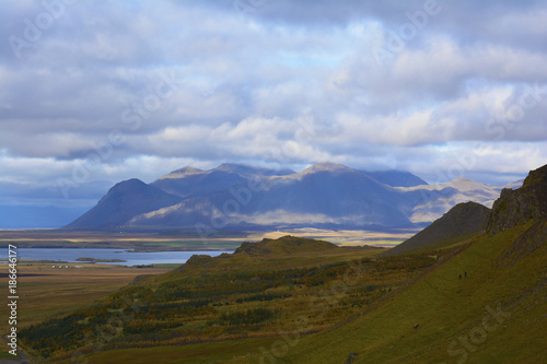 view from Akrafjall mountain in Akranes Iceland