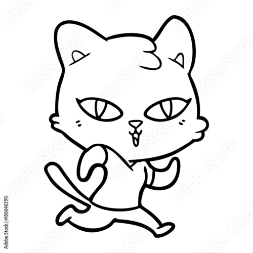 cartoon cat out for a run