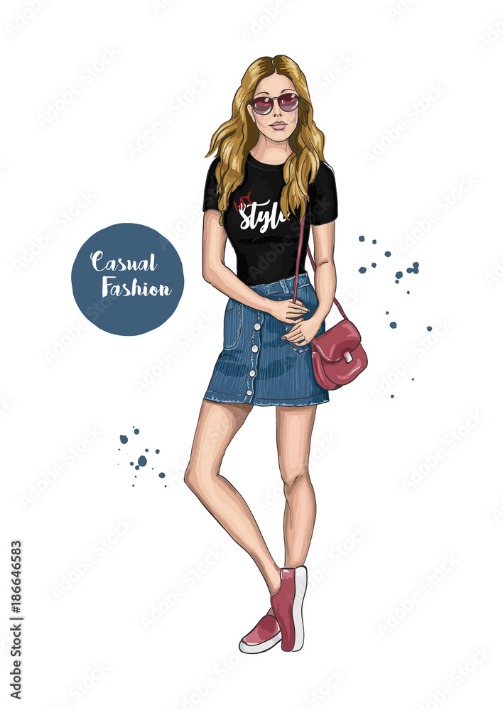 Premium Vector  Fashion illustration of pretty young ladies with