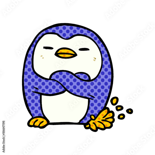 cartoon penguin tapping foot